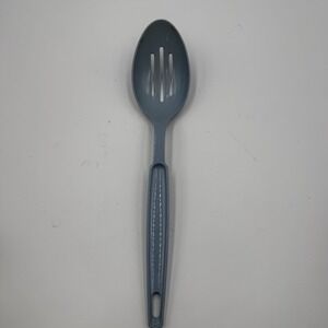 Vintage EKCO Blue Slotted Serving Spoon USA Plastic Kitchen Utensil